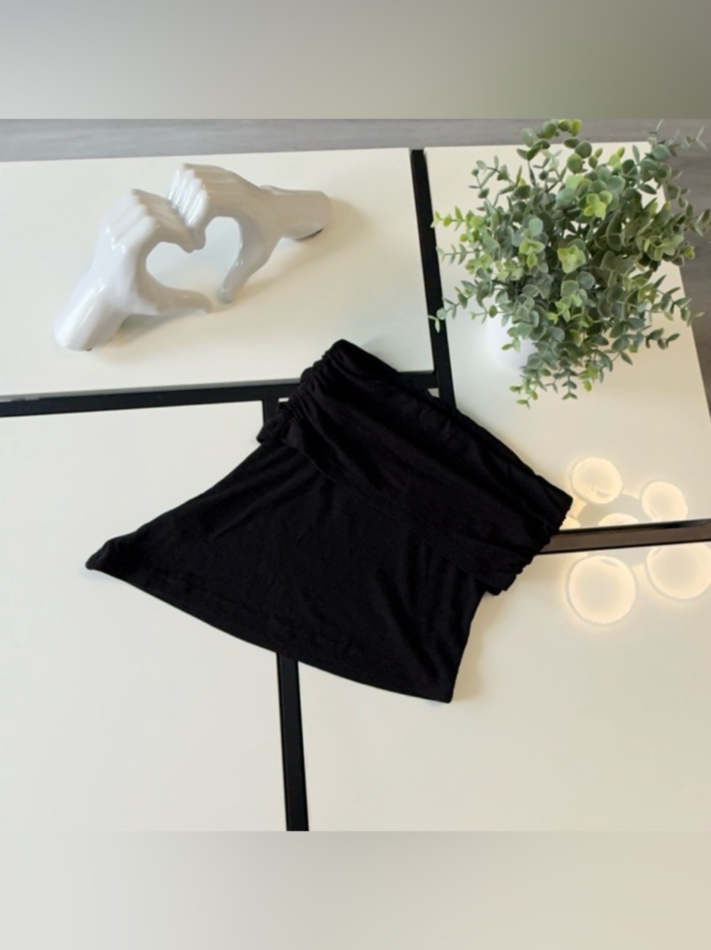 LNA Black Ribbed Foldover Bandeau Top | Extra Small | Made in USA - Picture 4 of 6